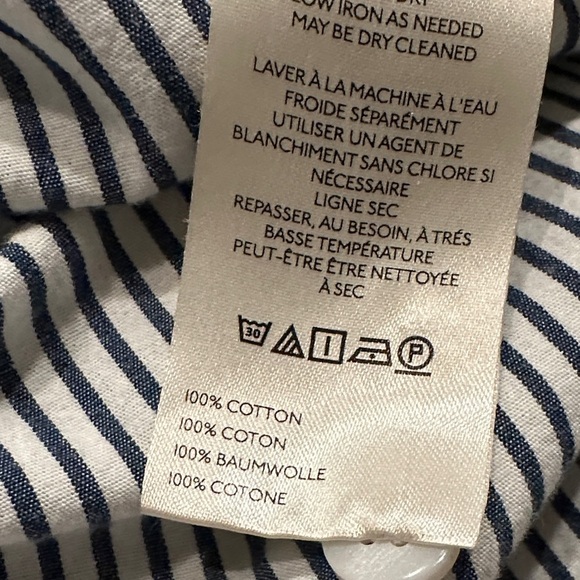 Anthropologie Maeve Bennet button down  blue/white color block shirt size medium - Picture 11 of 12